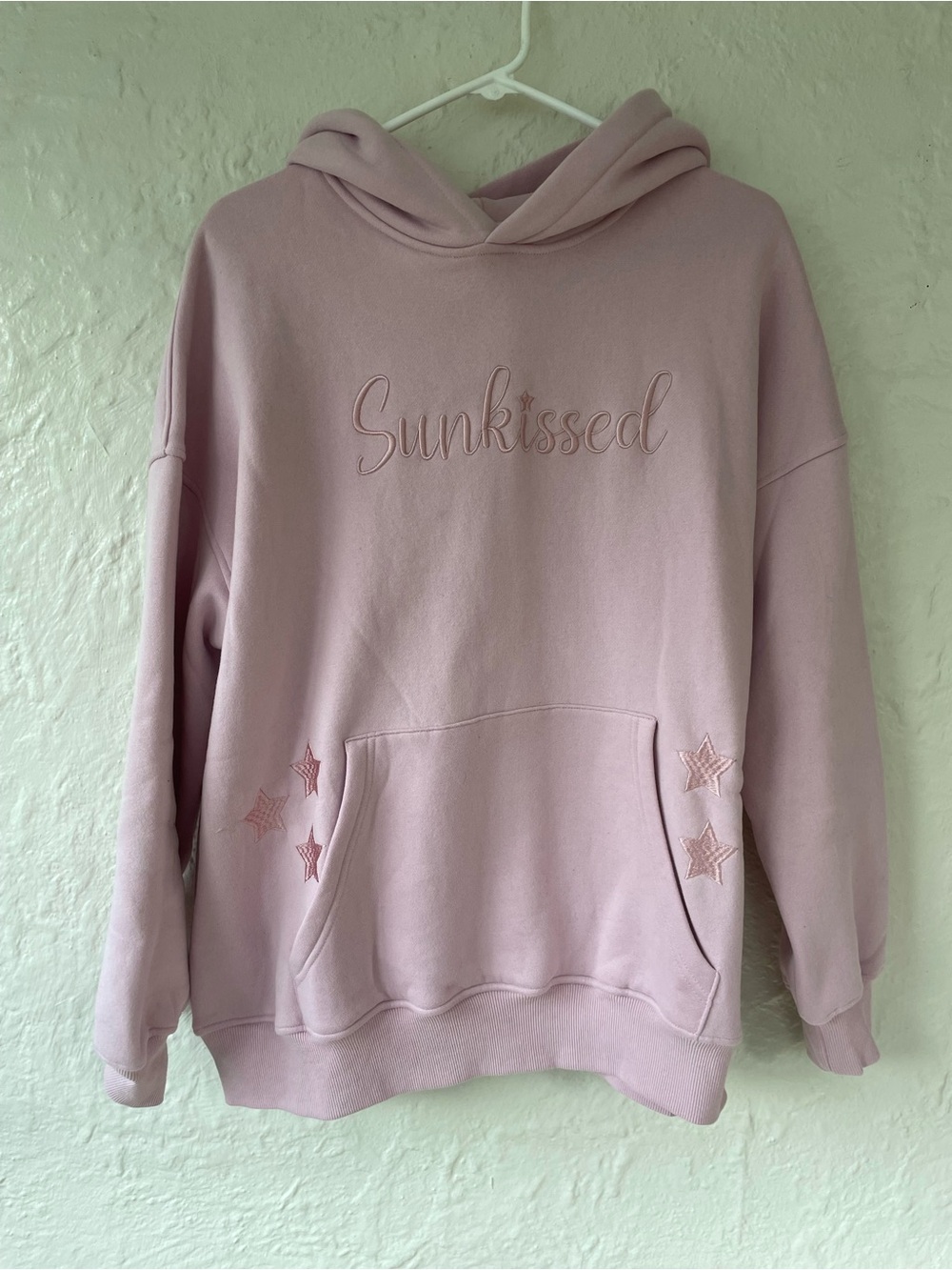 NWOT Sunkissed Coconut oversized cozy comfy pink hoodie star details Size S